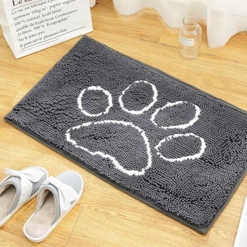 Chenille Anti-slip Bathroom Carpet Dog And Paw Pattern Hallway Foyer Doormat Home Decor Bath Rugs For Soft Bedroom Floor Mats