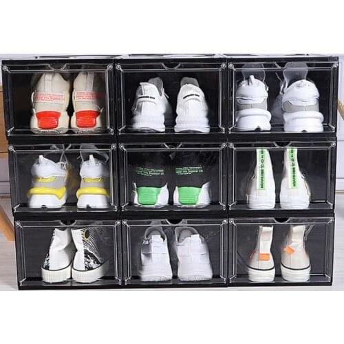 Clear Plastic Shoe Storage Box Stackable Case Organizer Sneaker Boot Container M17D