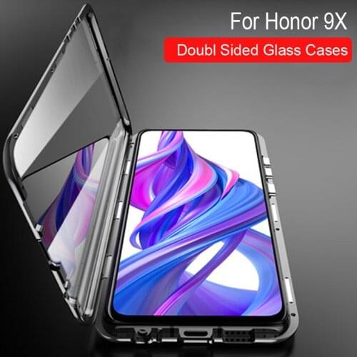 Luxury Magnetic Adsorption Case For Huawei Honor 9X 9x Metal Frame Doubl Sided Glass Cover Honor9X Protective Phone Case