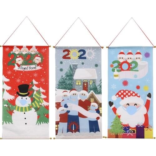Christmas Hanging Cloth Flag Creative Holiday Decorative Xmas Ornaments For Home Windows Door Wall Garden Decor Supplies