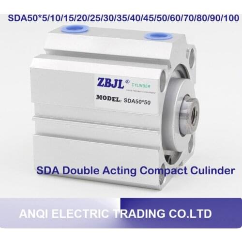SDA50 Series Pneumatic Double Acting Compact AIR Cylinder SDA50*55mm 60mm 65mm 70mm 75mm 80mm 85mm 90mm 95mm 100mm