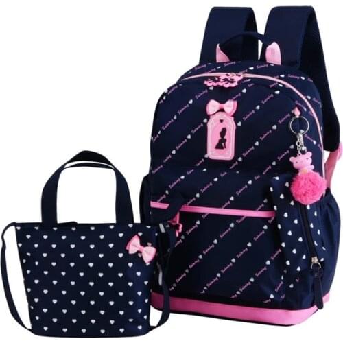 Cute Bow 3pcs/set Children School Bags for Girls School Backpack Satchel Kids Book Bag Shoulder Schoolbag Mochila Escolar