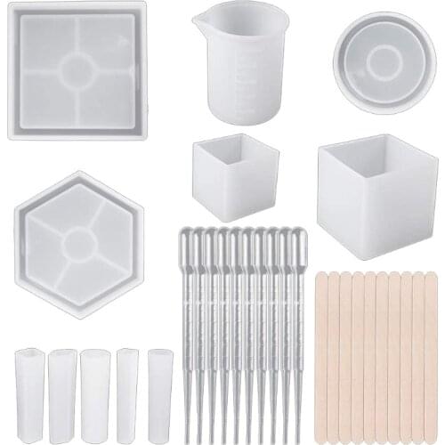 Resin Silicone Molds Round Square Coaster Epoxy Molds Resin Casting Molds for Craft Making Agate Slice Coasters Cup Mat