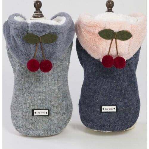 Cute Cherry Dog Coat Jacket Hoodie Winter Dog Clothes Cat Puppy Outfit Poodle Schnauzer Pomeranian Bichon Pet Apparel ropa perro