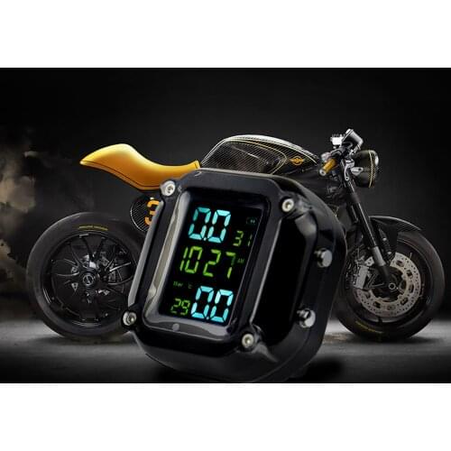 2021 Motorcycle TPMS LCD Color Screen motorbike Tire Pressure Monitoring System Tire Temperature 2PCS External Sensor