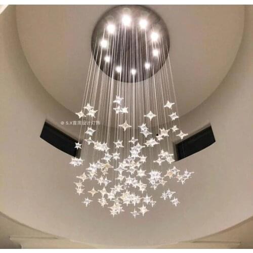 Post-modern new long chandelier minimalist star-shaped living room showroom restaurant hotel lobby light luxury chandelier