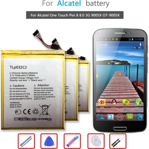 TLp032CC 3240mAh Li-ion Polymer battery For Alcatel One Touch Pixi 8 8.0 3G 9005X OT-9005X Bateria