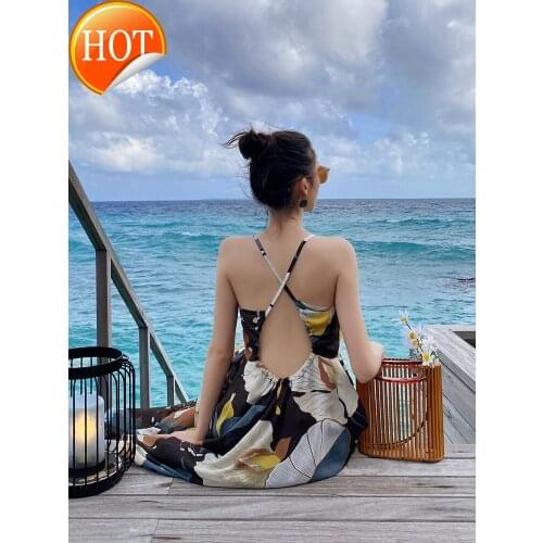 Travel on the road beach skirt women new long skirt seaside holiday dress super fairy Chiffon beach backless skirt