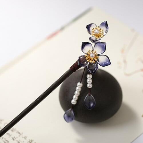 Ancient Costume Headwear Handmade Hairpins Woman Han Chinese Clothing Pearl Flower Wood Hairpin hair Accessories DL