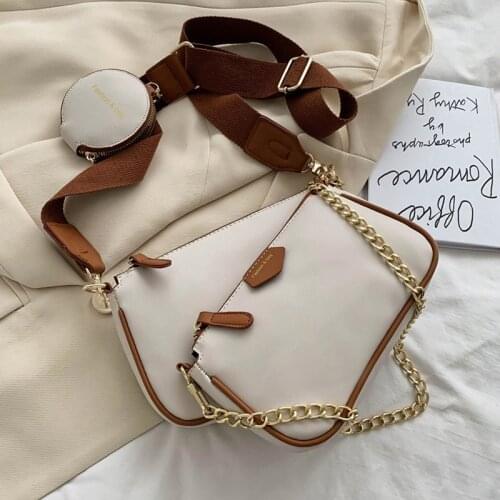 Women Simple Fashion Pu Leather Crossbody Bags Shoulder Bag Lady Luxury Small Handbags Denim Chain Bags Crossbody Messenger Bags