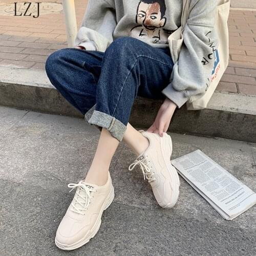 2020 New Spring Autumn Ladies Shoes Hot Sale Explosions Women Vulcanized Shoes Solid Color Lace Shoes Women Sneakers Size 35-40