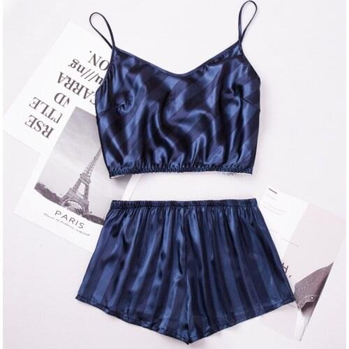 Women Summer Stripe Pajamas Sets 2PCS Vest&Shorts Pyjamas Suit Rayon Sleepwear Nightwear Plus Size 3XL Underwear Home Wear