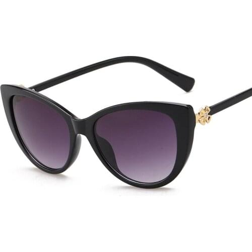 2020 new cat eye sunglasses women diamond clover big frame sunglasses plain glasses