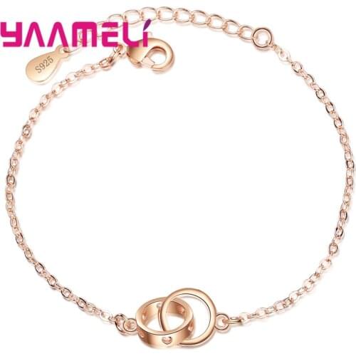 New Summer Sale 925 Sterling Silver Rose Gold Bracelets for Women Female Austrian Crystal Heart Carving Stylish Wedding Jewelry