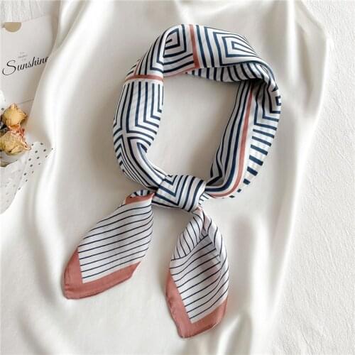 2021 Lady Scarf Silk Square Bandana Hairband Shawl and Wraps Female Foulard Print Hijab Fashion Women Head Band Neckerchief New