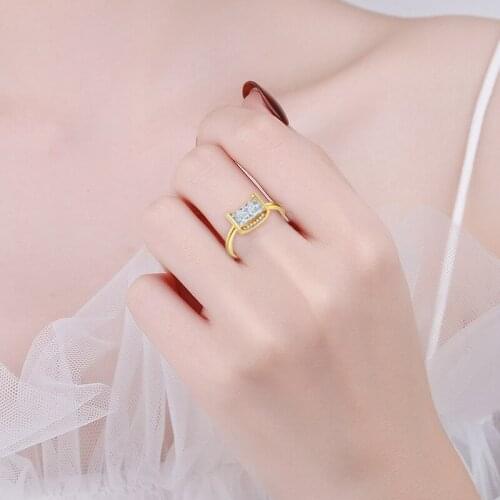 Modyle New Fashion Big Square Crystal Stone Women Wedding Bridal Ring Luxury Engagement Party Anniversary Best Gift Large Rings