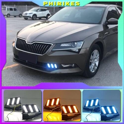 1 set For SKODA SUPERB 2016-2018 12V ABS LED DRL Daytime Running Lights Fog Lamp Cover Car- styling