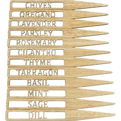 12pcs Plant Labels Hollow Lettering Garden Markers Tags Wooden Sign Sticks for Herbs Potted Plants Flowers Vegetable