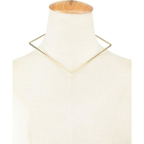 2019 Fashion New Simple Square Metal Choker Gold/Rhodium Plated Geometric thin Collar Necklace Punk Jewelry