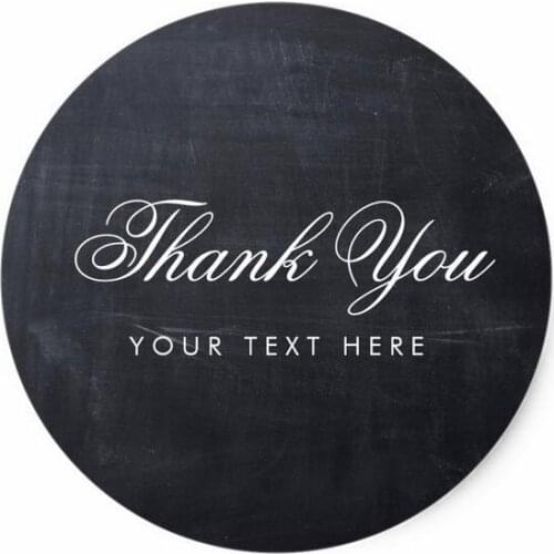 3.8cmSleek Simple Elegant Modern Chalkboard Thank You Classic Round Sticker