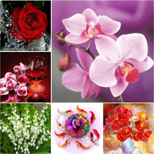 5D DIY Diamond Painting Full Square Flower Cross Stitch Diamond Embroidery Mosaic Rose Flowers Picture of Rhinestones Decor Gift
