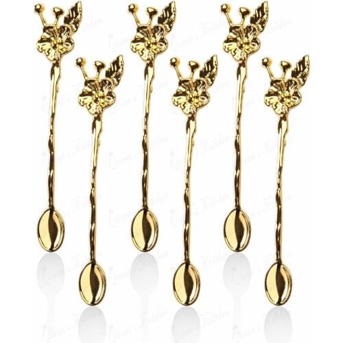 6 pcs Zinc Alloy Lux Tea Spoon gold color