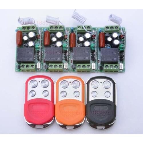 FreeShipping AC220V 1CH 10A Wireless Remote Control Switch 4Receiver 3Color Transmitter Learning Code Momentary Toggle Latched