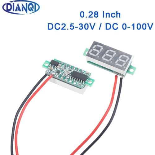 0.28 Inch DC LED Digital Voltmeter 0-100V Voltage Meter Auto Car Mobile Power Voltage Tester Detector 12V Red Green Blue Yellow