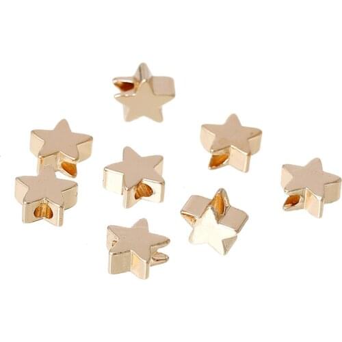 DoreenBeads Copper Spacer Beads Stars Gold color About 5.0mm( 2/8") x 5.0mm( 2/8"),Hole:Approx 1.5mm,20 PCs