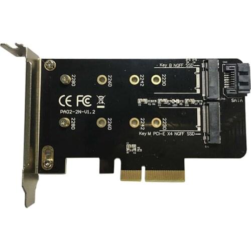 Dual M.2 PCIe Adapter M2 SSD NVME M Key SATA-based B Key to PCI-e 3.0 x 4 Controller Converter Card Support 2280 2260 2242 2230