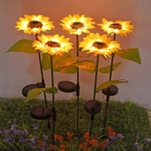 Solar Lights Sunflower Rose Lantern Waterproof Solar Led Lights Outdoor Street Garland Fairy Garden Decoration Outdoor Led Lamp