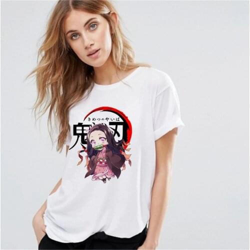 Japanese Anime Demon Slayer T Shirt Women Kamado Nezuko Print T Shirt Cartoon Kimetsu No Yaiba T-shirt Female Tops Dropship