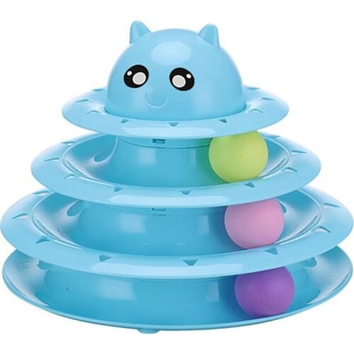 Pet Cat Toy Three Levels Tower Tracks Disc Games Cat Intelligence Amusement Moving Balls Training Plate Fun Exercise Puzzle Toys
