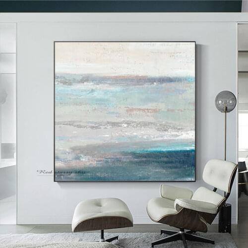 Modern abstract blue ocean canvas art painting living room bedroom hand-painted home decoration large wall decoration