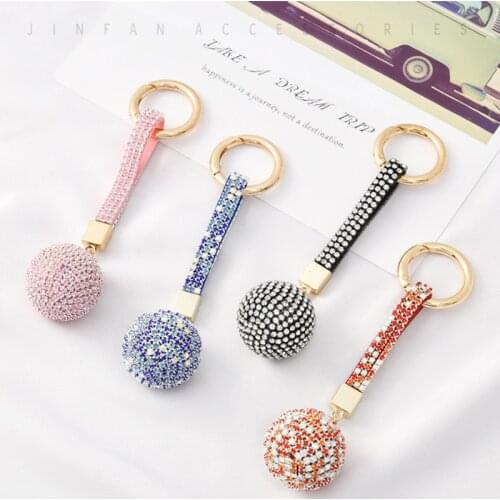 Colorful Rhinestone Claw Chain Spherical Key Chain for Women Backpack Car Key Chain Pendant Keyring Ornaments Gifts