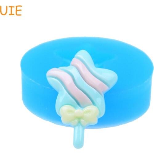 KYL089U 28.3mm Star Lollipop with Bow Silicone Mold - Fondant Craft, Cupcake Topper, Icing, Candy Resin Soap Candles Wax Clay