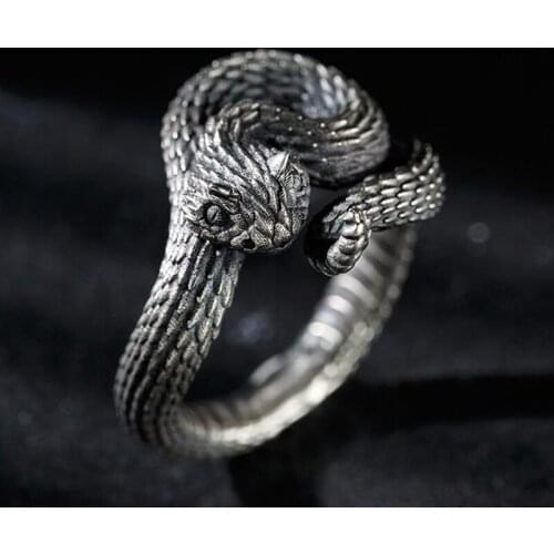 Personality Vintage Silver Color Snake Ring Motorcycle Party Punk Finger Ring Women Mens Engagement Ring Cool Hip Hop Jewelry