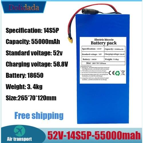 52V 14S5P 55000mAh 18650 1500W lithium battery for balance car, electric bicycle, scooter, tricycle