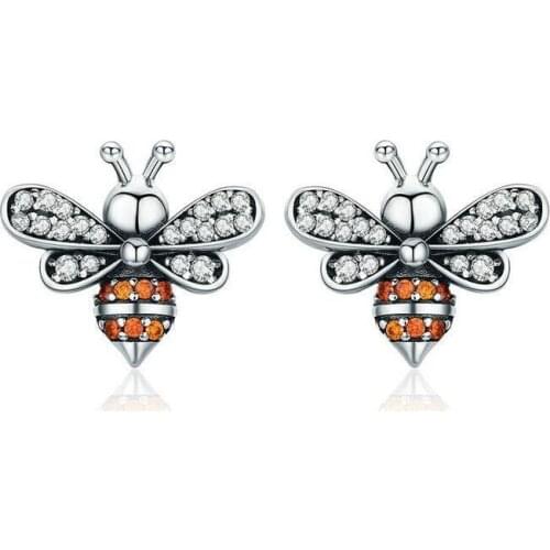 LycorisSmart EU Design Cut Bee Stud Earrings Womens 925 Sterling Silver Jewelry Best Gift