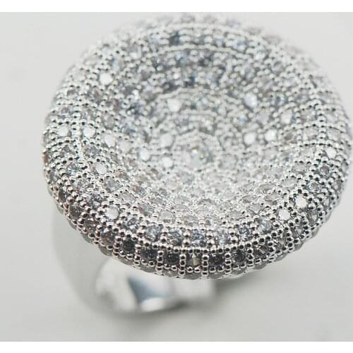 Micropave White Crystal Zircon 925 Sterling Silver Ring Size 6 7 8 9 10 11 A16