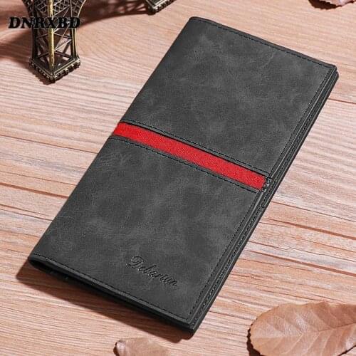 Mens Wallet Vintage Leather Wallets Thin Male Coin Pocket Billetera Hombre 2021 Purse Long Male Money bag Carteira Masculina