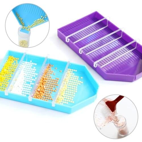 1set Big Drill Plate Tray with 6 Slots Baffles DIY Diamond Painting Embroidery Tool Multifunctional Storage Box