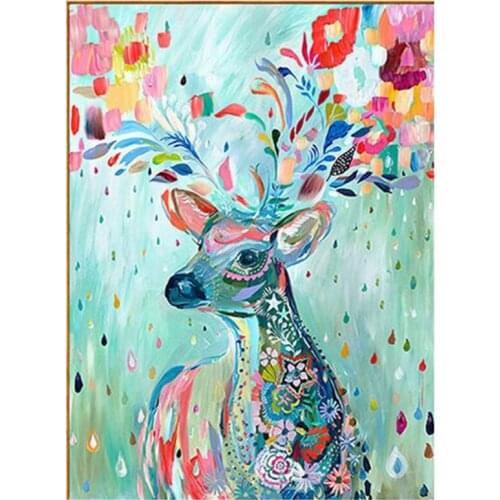 5D DIY Cross Stitch Kits FULL Colorful Deer Diamond Painting Embroidery Diamond Mosaic Still Life Gift Bedroom Decor FC660