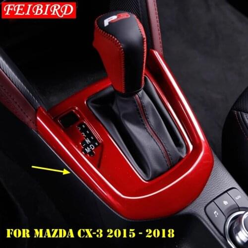 For Mazda CX-3 CX3 2015 2016 2017 2018 Auto Accessory Transmission Stalls Shift Gear Panel Cover Trim ABS MATTE CARBON FIBER RED