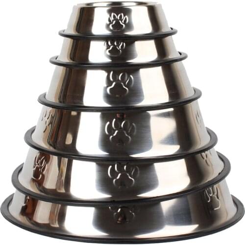 New Stainless Steel Dog Bowl Pet Puppy Cat Bowl Feeder Feeding Dog Water Bowl For Dish Water Dog Food Bowl For Dogs Cats 6 Size