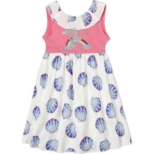 2021 Summer Casual New Sleeveless Shell Printing Sweet Toddler Girl Princess Dress For Girls Party Dresses 3-4-5-6-7-8 Years Old