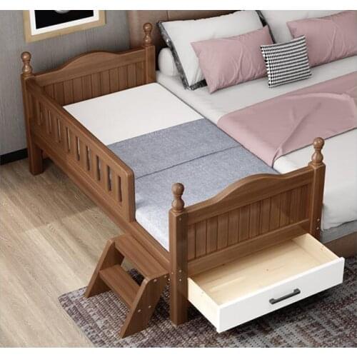 Walnut bed with guardrail for boys spliced king-size bed widened bed