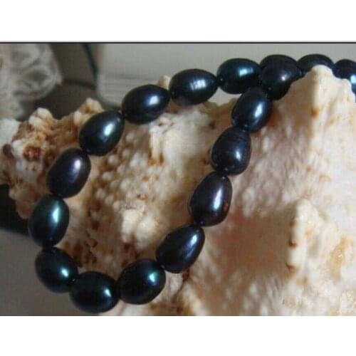 HUGE 18"9-10MM NATURAL TAHITIAN BLACK GREEN PEARL NECKLACE 14K