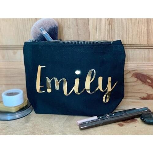 Personalise gold font bridesmaid bag Thank you Gift Cosmetic bags,will you be my, Wedding custom brithday gifts bride makeup bag