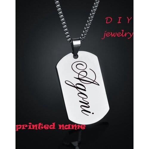 Personalised Gift 316L Stainless Steel Custom Personalized Name Photo 3 Colors Dog Tag Pendant Necklace Customized Necklace